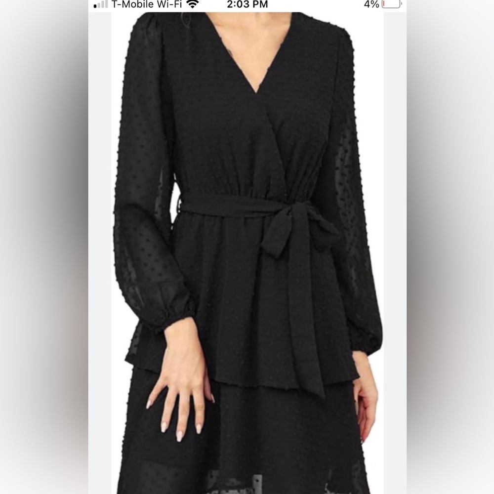 Hyfve black ruffled dress. Tie waist size M
